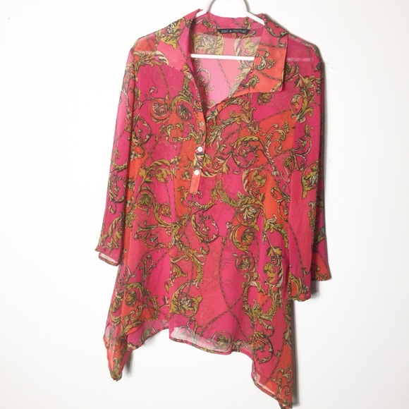 Zac & Rachel Tops - Zac & Rachel Chain Links Print Asymmetrical Top